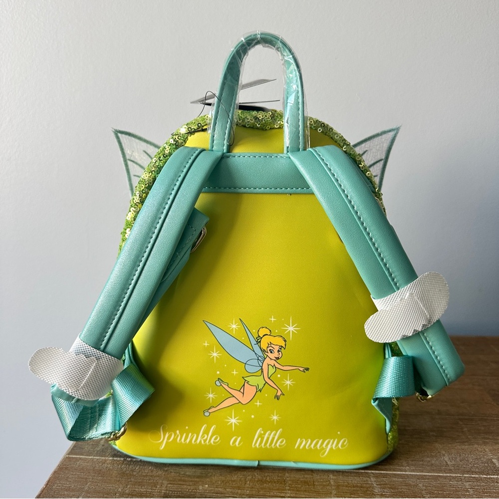Loungefly Disney Tinker Bell Sequin Mini Backpack NWT - Picture 4 of 11